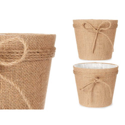 VASO TECIDO COM LAÇO 18x16CM CASTANHO  