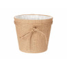 18X16CM BROWN FABRIC FLOWER POT WITH BOW 