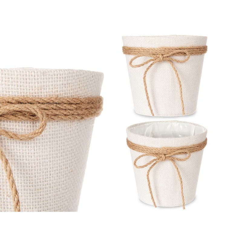 VASO TECIDO COM LAÇO 15X14CM BRANCO  