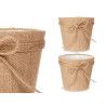 15X14CM BROWN FABRIC FLOWER POT WITH BOW  
