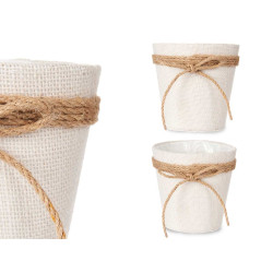 VASO TECIDO COM LAÇO 12,5X12CM BRANCO  
