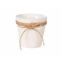 VASO TECIDO COM LAÇO 12,5X12CM BRANCO  