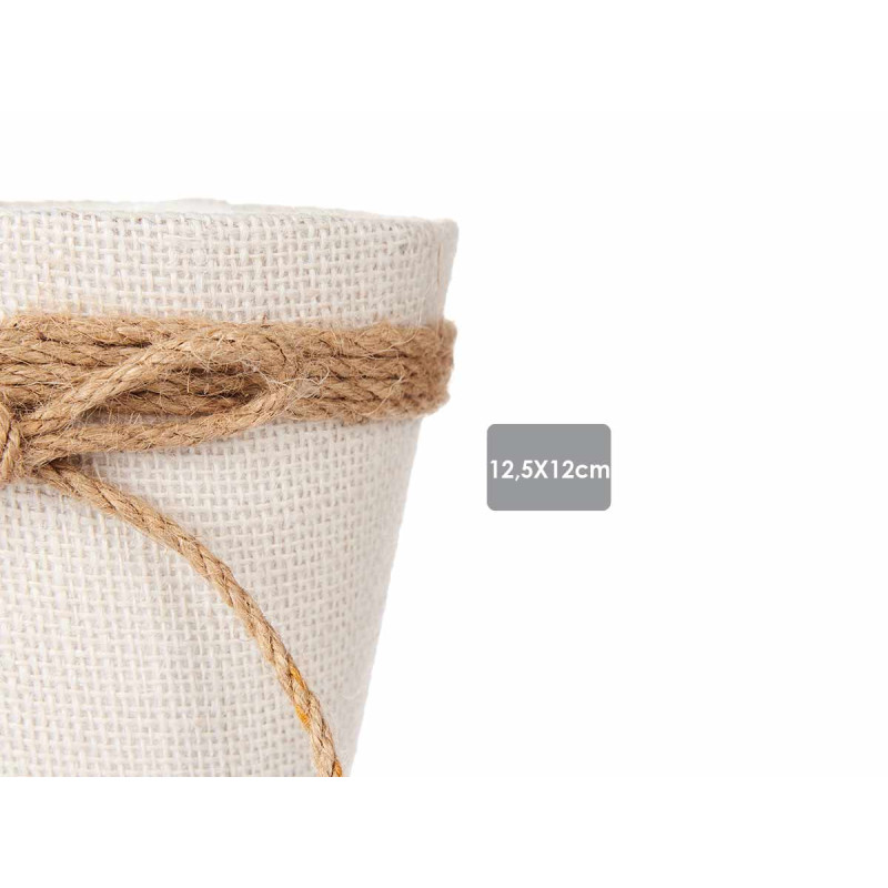 VASO TECIDO COM LAÇO 12,5X12CM BRANCO  