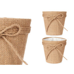 VASO TECIDO COM LAÇO 12,5X12CM CASTANHO  