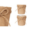 10X10CM BROWN FABRIC FLOWER POT WITH BOW 