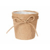 10X10CM BROWN FABRIC FLOWER POT WITH BOW 