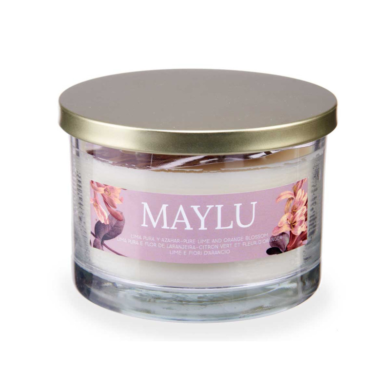 CANDELA VETRO C COPER DORATO  LIME FIORI D'ARAN