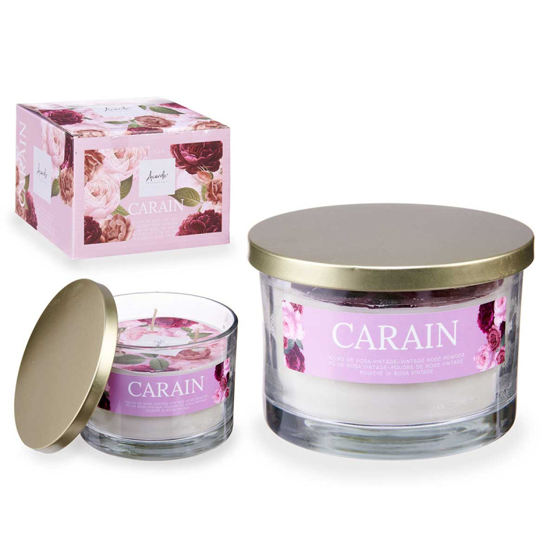 VELA VASO C TAPA DORADA ROSA POLVO DE ROSA VINTAG