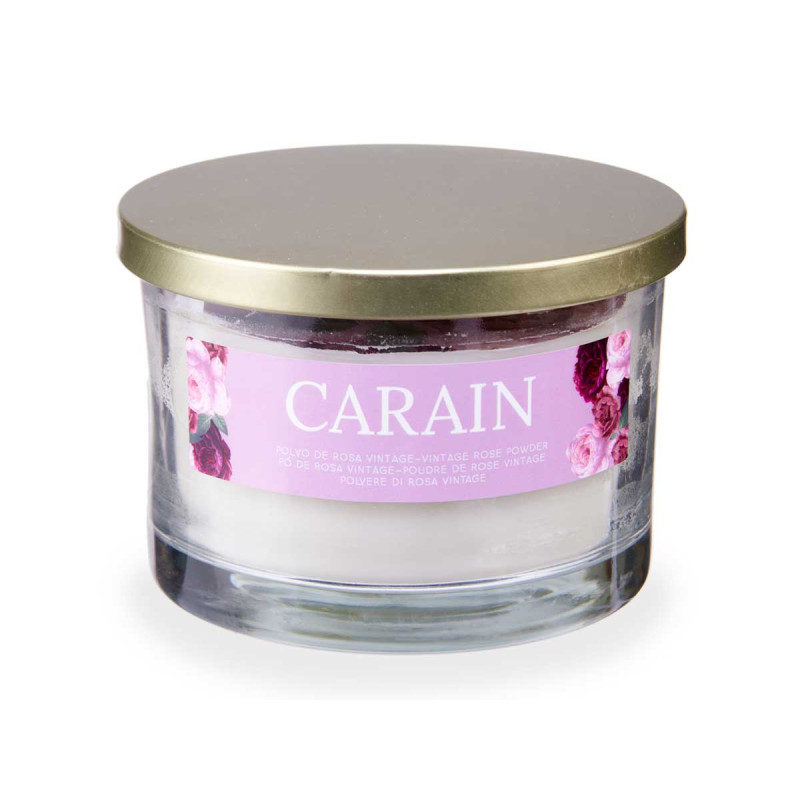 VELA VASO C TAPA DORADA ROSA POLVO DE ROSA VINTAG