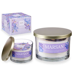 BOUGIE VERRE AC COUVERCLE DORE FLEUR D'AMBRE ET DE