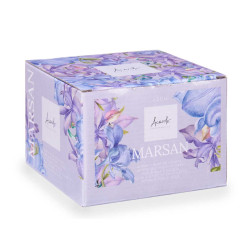 BOUGIE VERRE AC COUVERCLE DORE FLEUR D'AMBRE ET DE