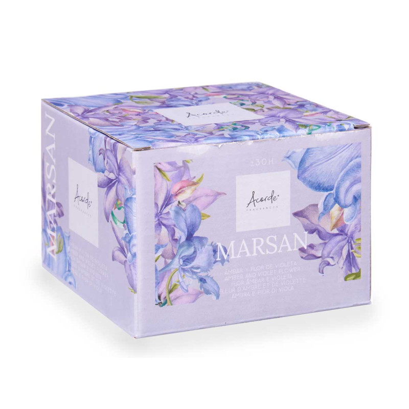 BOUGIE VERRE AC COUVERCLE DORE FLEUR D'AMBRE ET DE