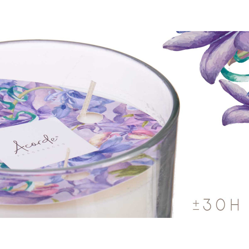 BOUGIE VERRE AC COUVERCLE DORE FLEUR D'AMBRE ET DE