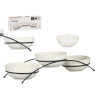 SET 3 350ML ROUND WHITE PORCELAIN BOWLS WITH STAND