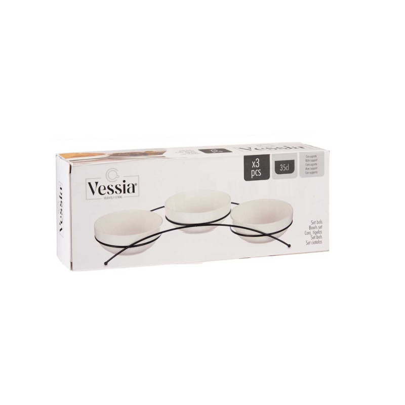 SET 3 BOLS PORCELANA BLANCA REDONDOS 350ML C SOPOR