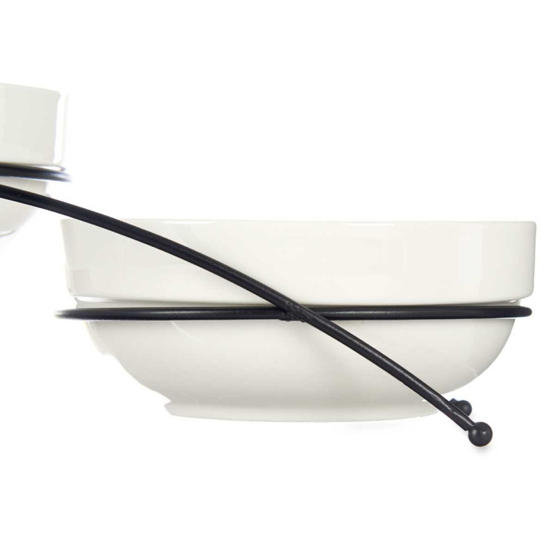 SET 3 350ML ROUND WHITE PORCELAIN BOWLS WITH STAND