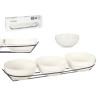 SET 3 350ML WHITE PORCELAIN BOWLS WITH STAND