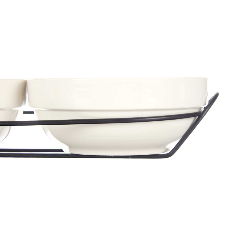 SET 3 350ML WHITE PORCELAIN BOWLS WITH STAND