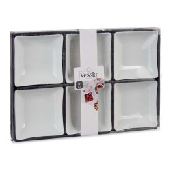 SET 6 BOLS PORCELAINE BLANC APERITIF CARRE 12CM