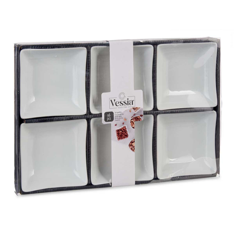 SET 6 12CM SQUARE WHITE PORCELAIN APERITIF BOWL