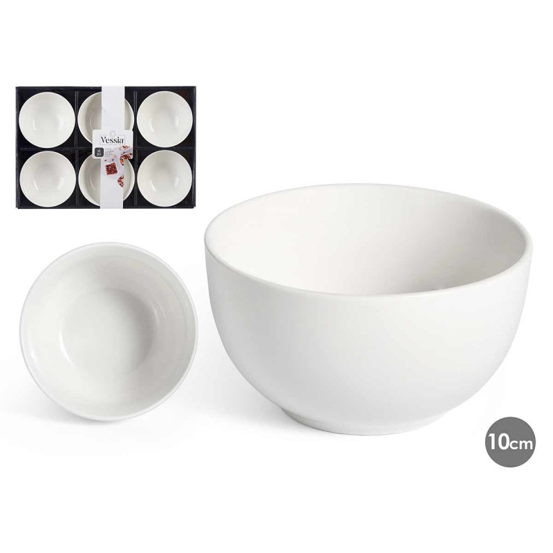 SET 6 BOLS PORCELAINE BLANC APERITIF 10CM