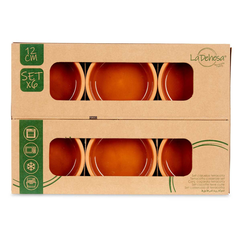 SET 6 CAZUELAS BARRO 12 CM COLOR MARRON