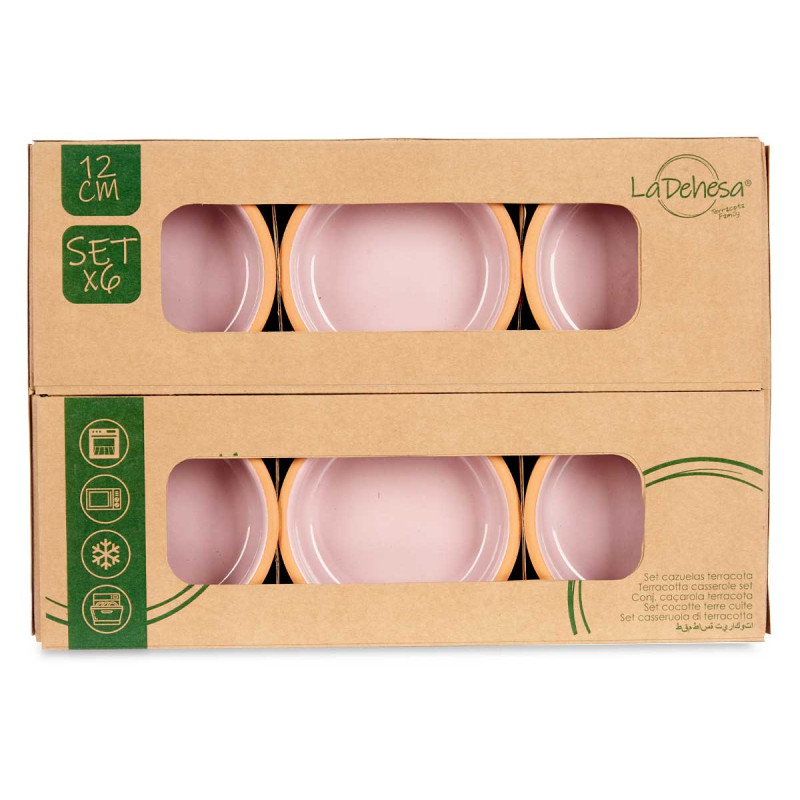 SET 6 CASSEROLES ARGILE 12 CM COULEUR ROSE