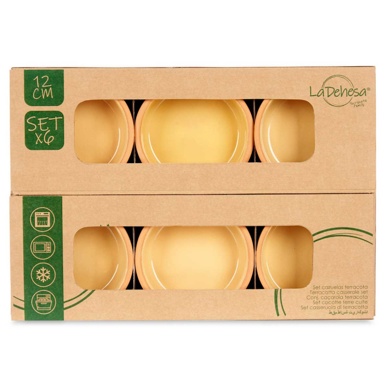 CONJ 6 CAÇAROLAS DE BARRO 12 CM COR MOSTARDA