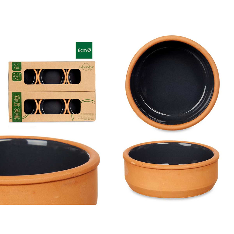 SET 6 CASSEROLES ARGILE 12 CM COULEUR NOIR