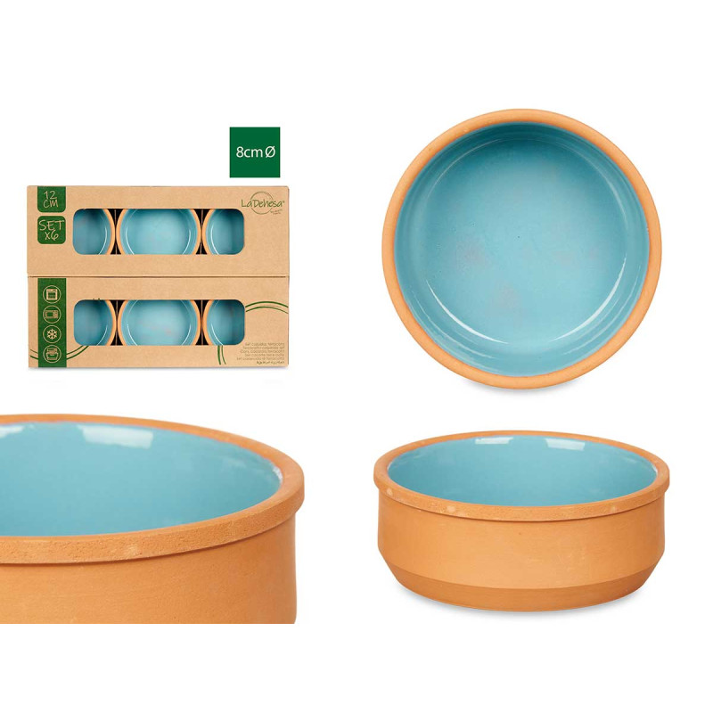 SET 6 CASSEROLES ARGILE 12 CM COULEUR BLEU