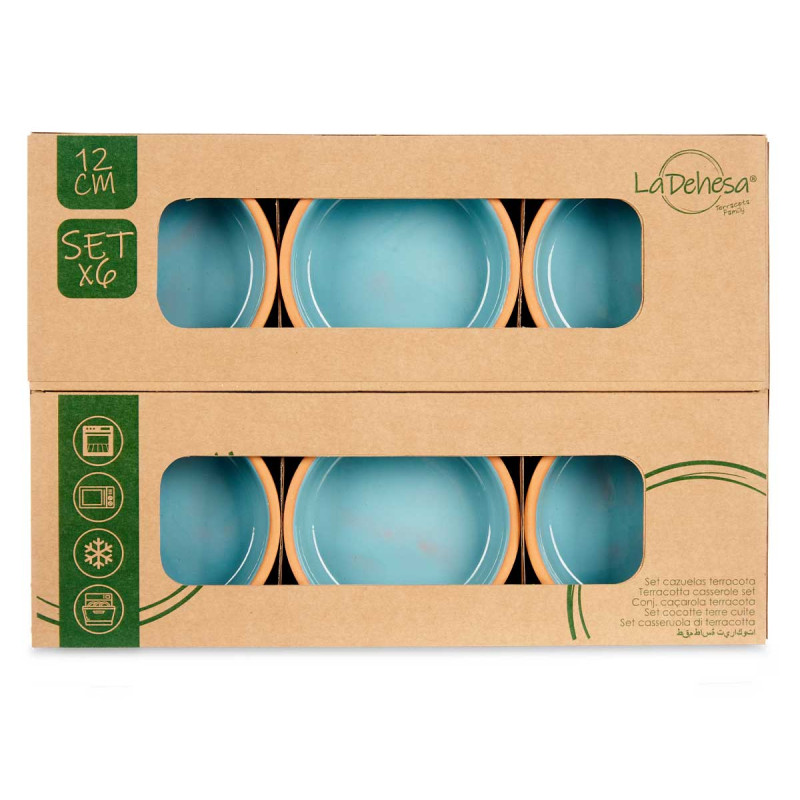 CONJ 6 CAÇAROLAS DE BARRO 12 CM COR AZUL