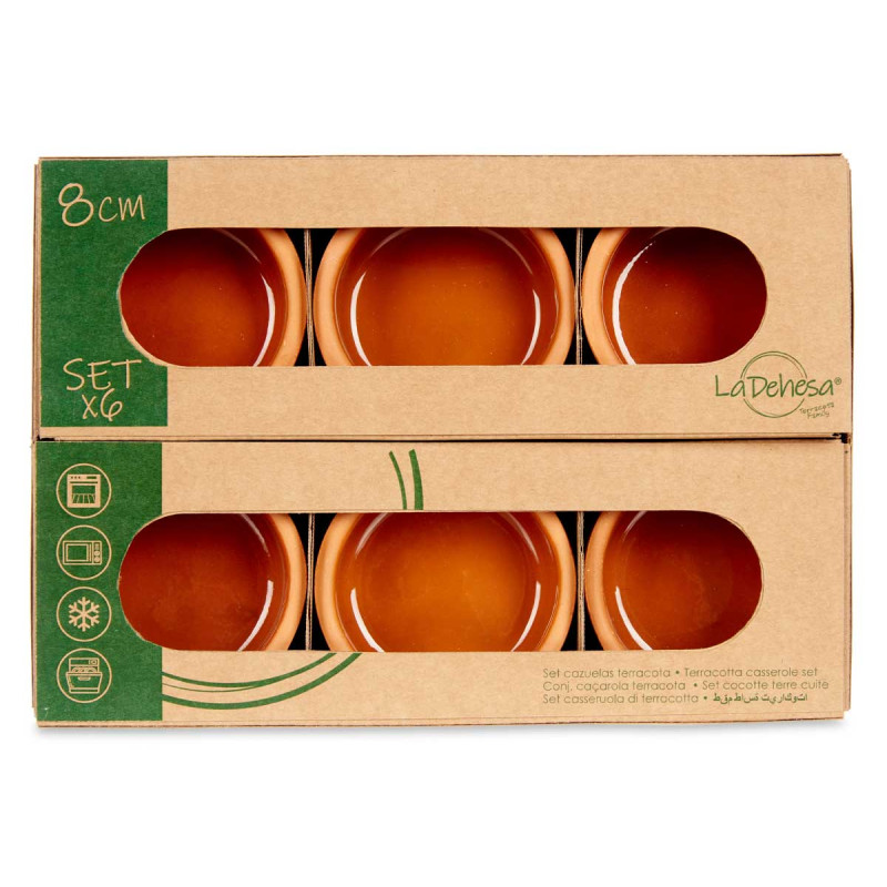 SET 6 CASSEROLES ARGILE 8 CM COULEUR MARRON