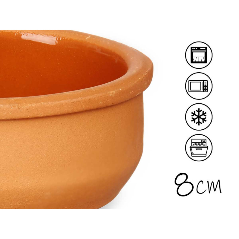 SET 6 CAZUELAS BARRO 8 CM COLOR MARRON