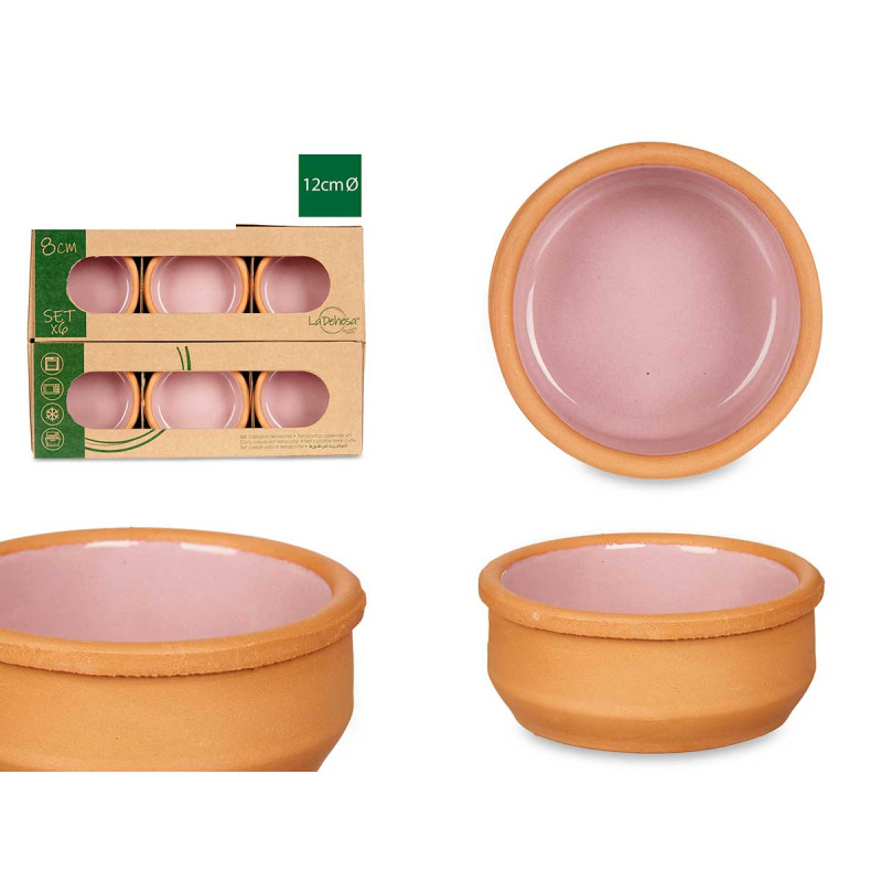 CONJ 6 CAÇAROLAS DE BARRO 8 CM ROSA