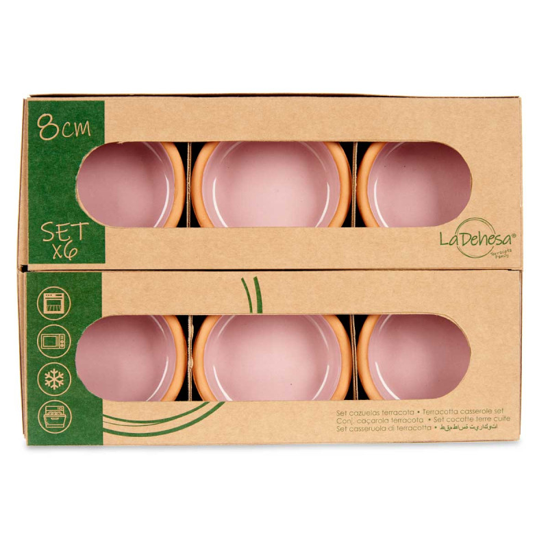 SET 6 CASSEROLES ARGILE 8 CM COULEUR ROSE