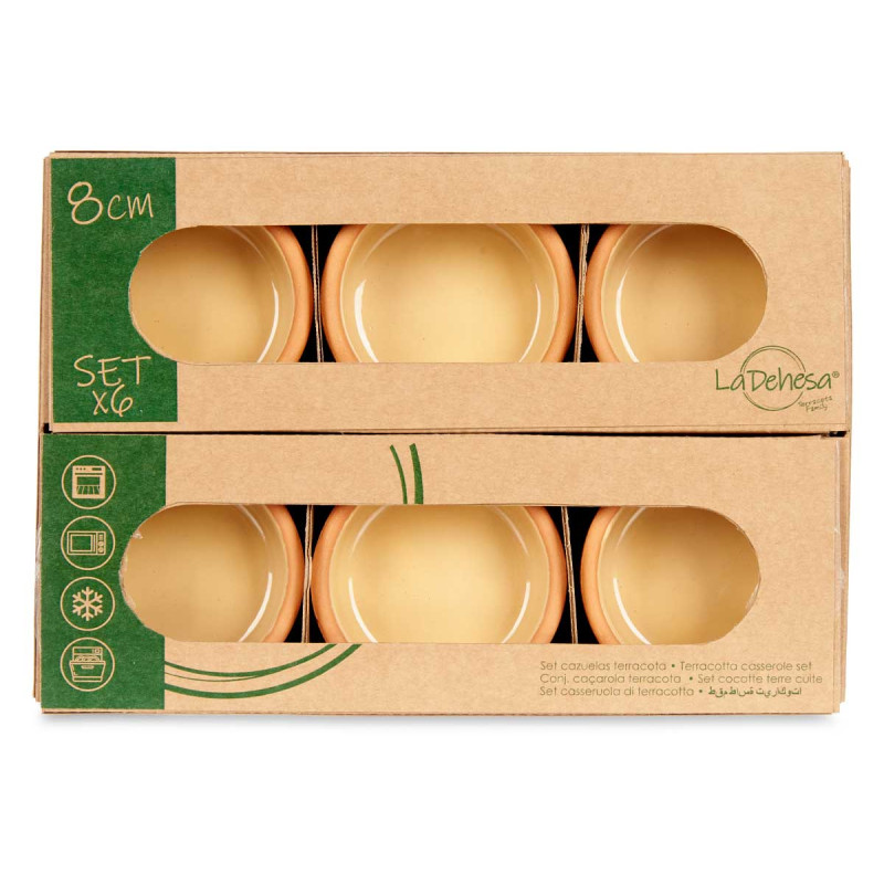 SET 6 CASSEROLES ARGILE 8 CM COULEUR MOUTARDE