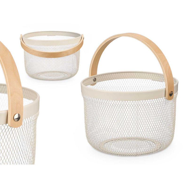 CESTA ROTONDA MANICO CREMA