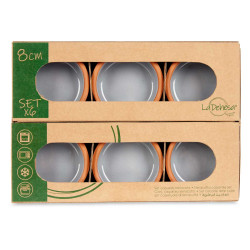 SET 6 8CM GREY CLAY POT 