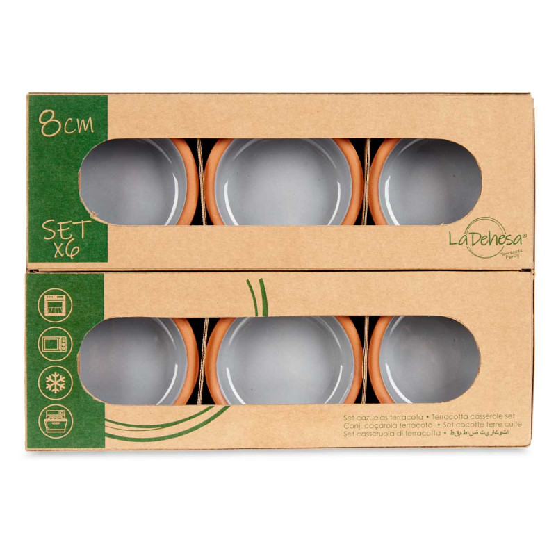 SET 6 CAZUELAS BARRO 8 CM COLOR GRIS