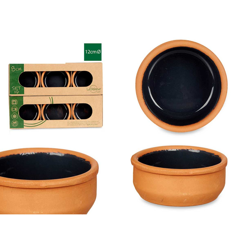 SET 6 CASSEROLES ARGILE 8 CM COULEUR NOIR