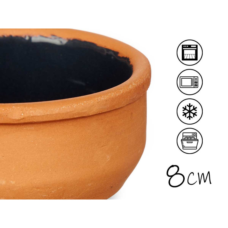 SET 6 CAZUELAS BARRO 8 CM COLOR NEGRO
