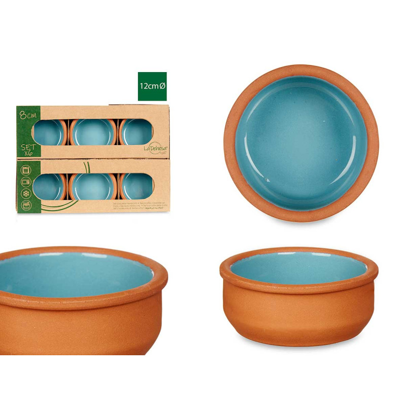 SET 6 CASSEROLES ARGILE 8 CM COULEUR BLEU