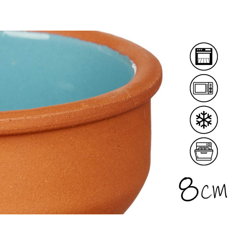 SET 6 CASSEROLES ARGILE 8 CM COULEUR BLEU