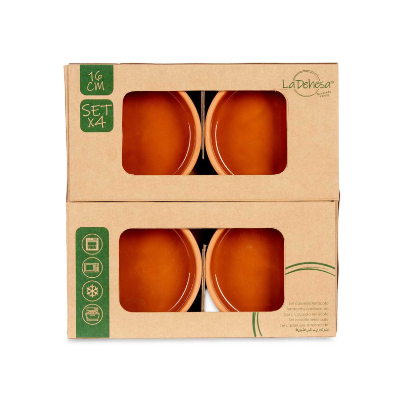 SET 4 CASSEROLES ARGILE 16 CM COULEUR MARRON