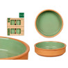 SET 4 16CM GREEN COLOURED CLAY POT 