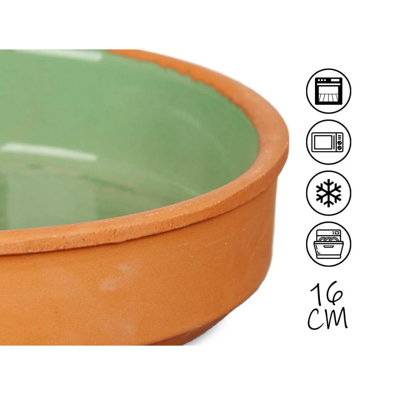 SET 4 CAZUELAS BARRO 16 CM COLOR VERDE