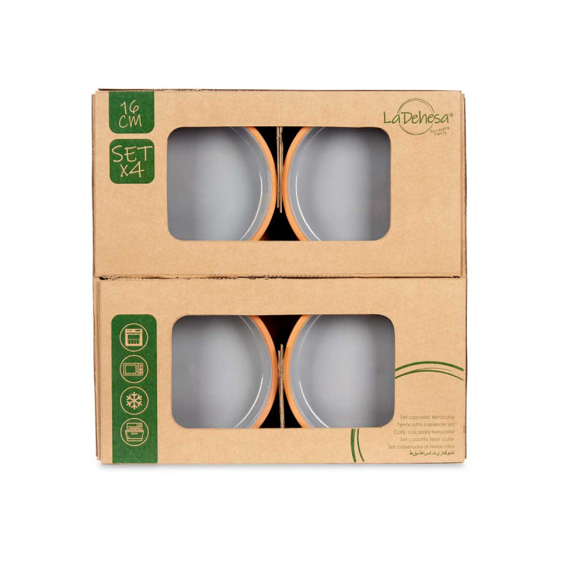 SET 4 CAZUELAS BARRO 16 CM COLOR GRIS