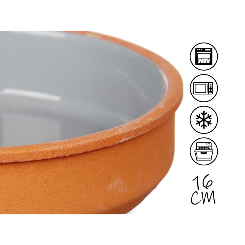 SET 4 CAZUELAS BARRO 16 CM COLOR GRIS