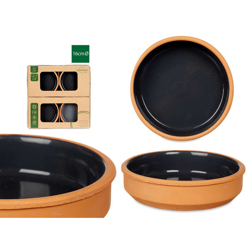 SET 4 CASSEROLES ARGILE 16 CM COULEUR NOIR