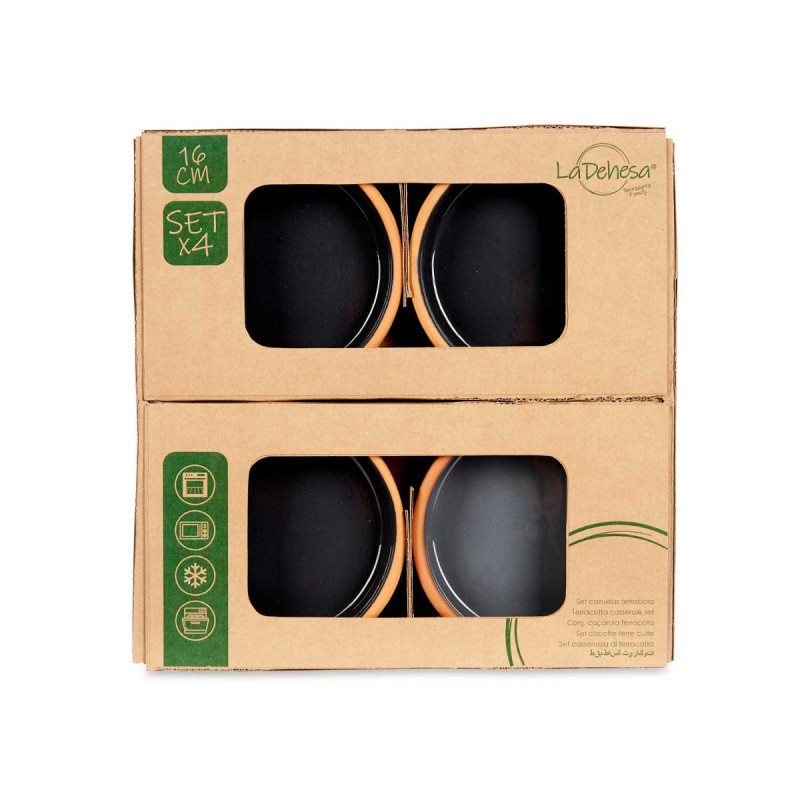 SET 4 CAZUELAS BARRO 16 CM COLOR NEGRO